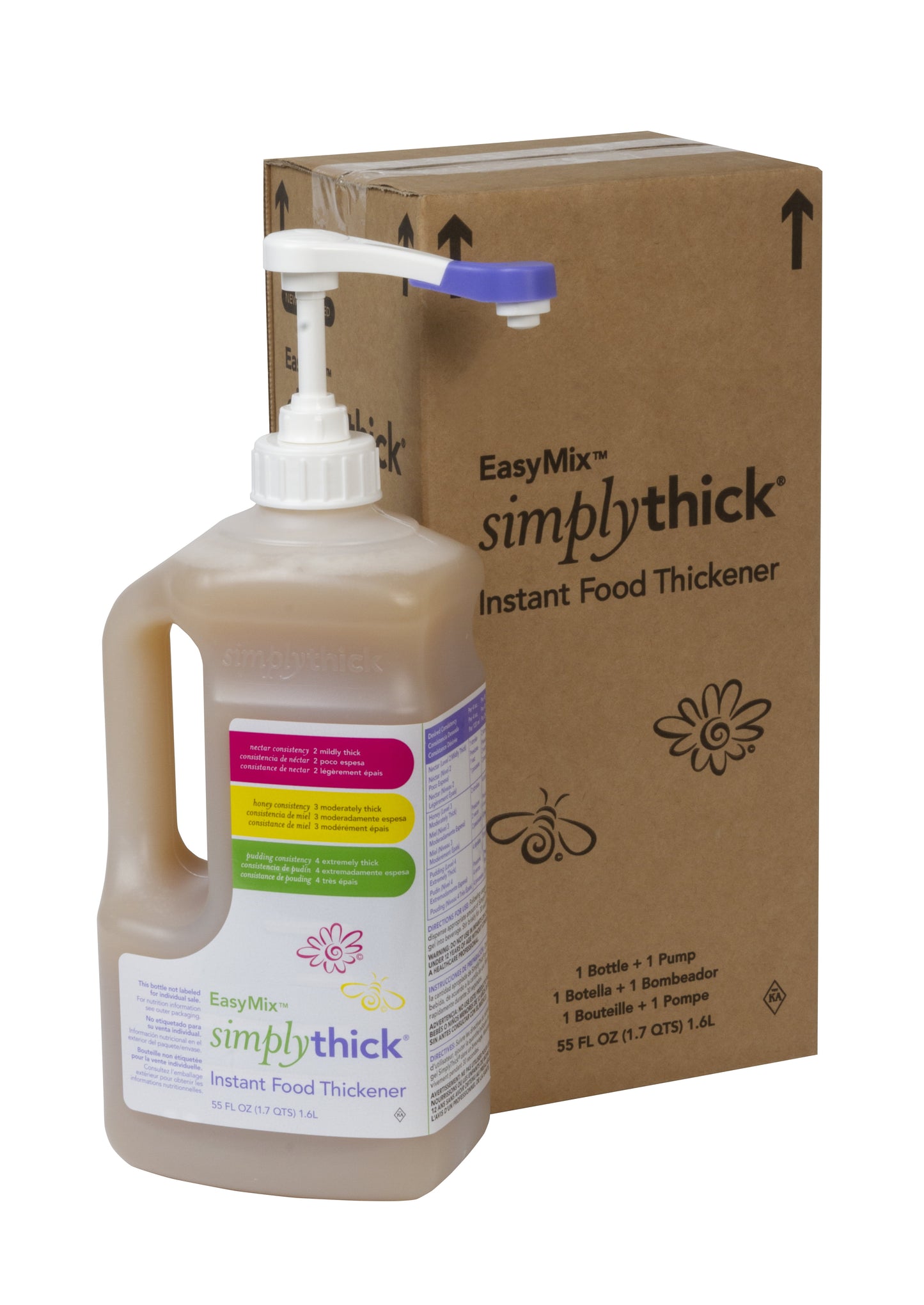 Easy Mix SimplyThick Instant Food Thickener, 1.6 Liter Pump Bottle, 1 Ct