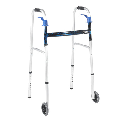 drive Deluxe Trigger Release Folding Walker with 5 Inch Wheels