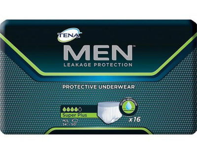 TENA Men Super Plus Underwear, Heavy Absorbency, Medium/Large, 16 Count - KatyMedSolutions