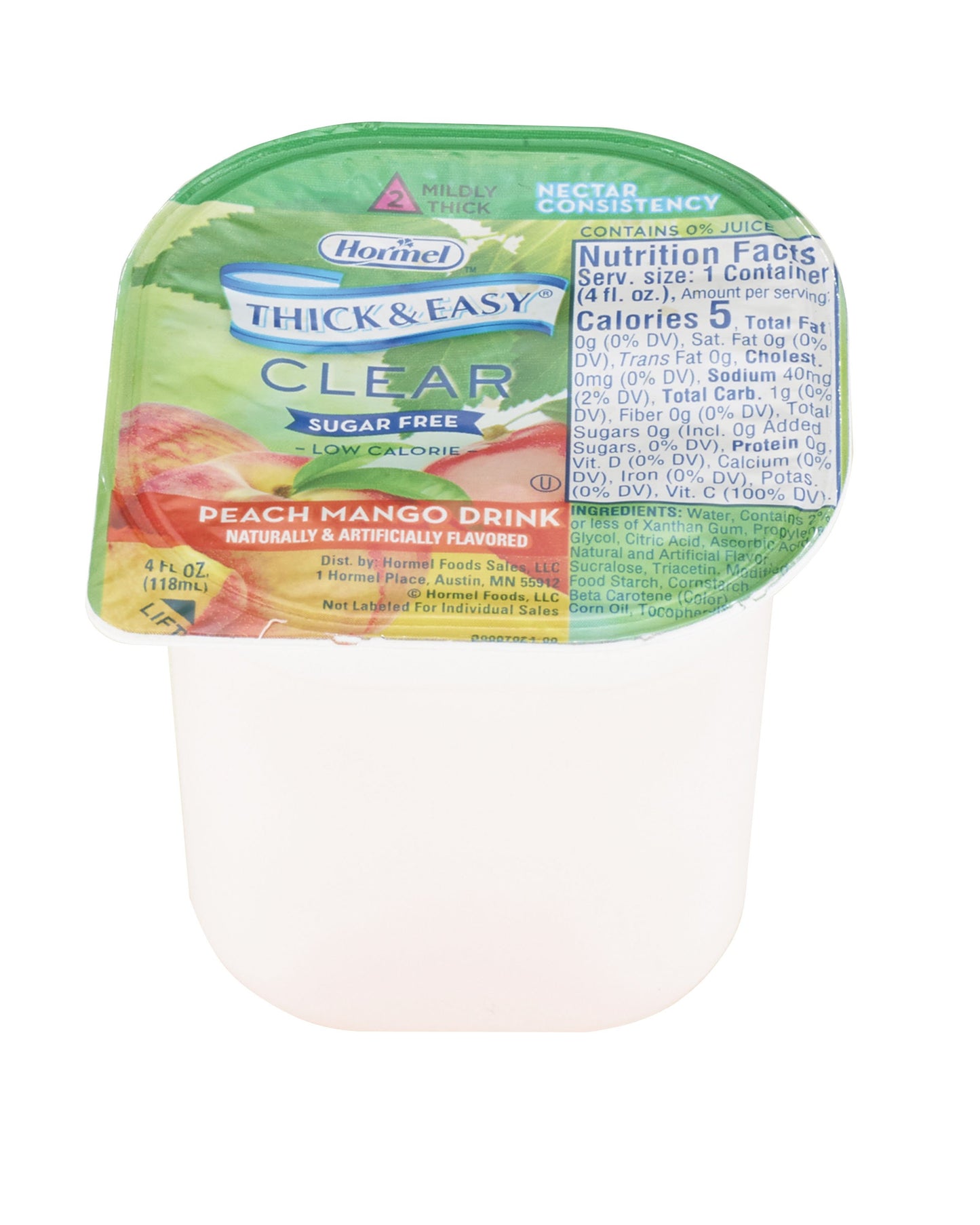 Thick & Easy Clear Nectar Consistency Sugar-Free Peach Mango Thickened Beverage, 4 oz. Cup