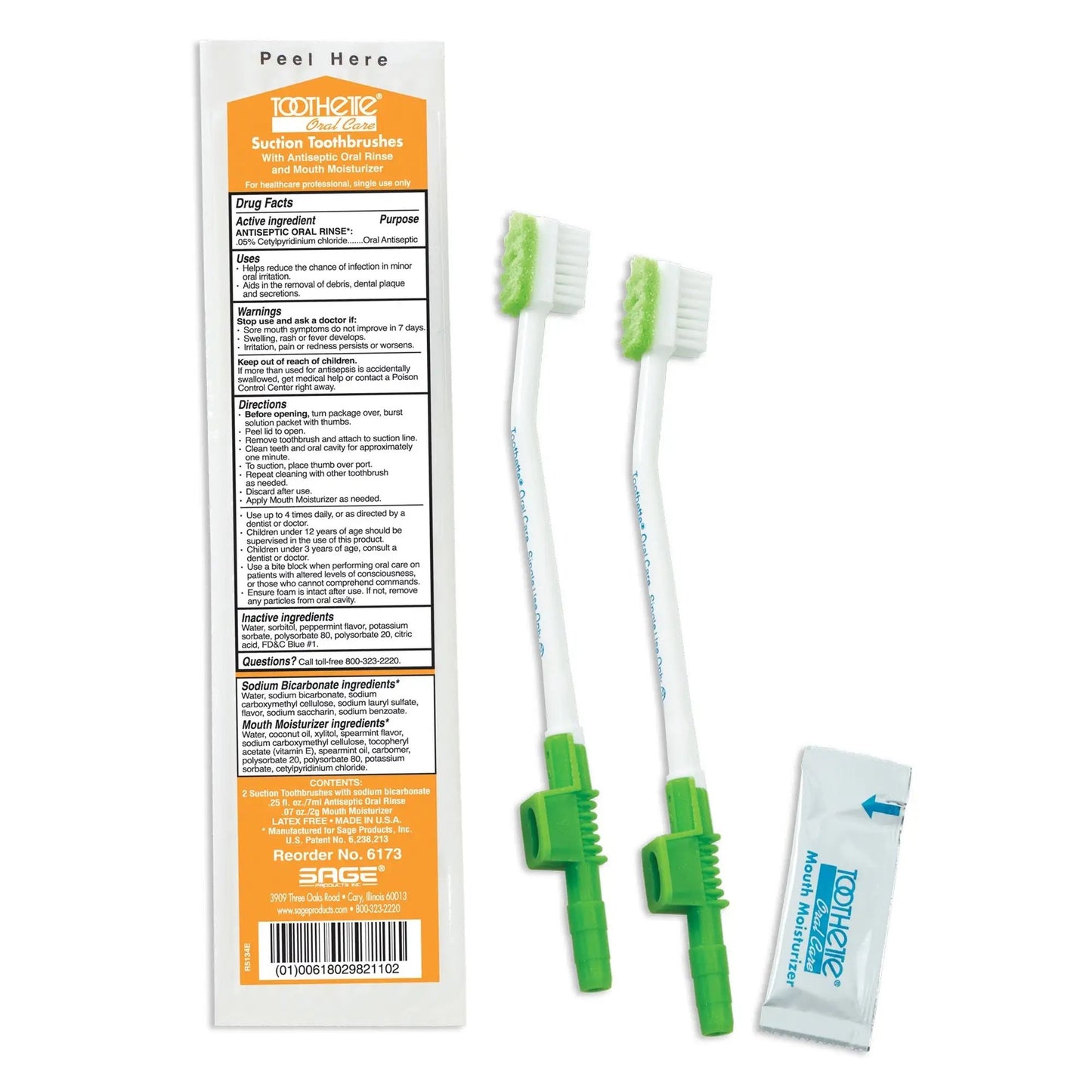 Toothette Suction Toothbrush Kit with Oral Rinse