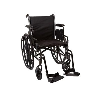 McKesson Standard Wheelchair with Flip Back, Padded, Removable Arm, Composite Mag Wheel, 18 in. Seat, Swing-Away Footrest, 300 lbs.