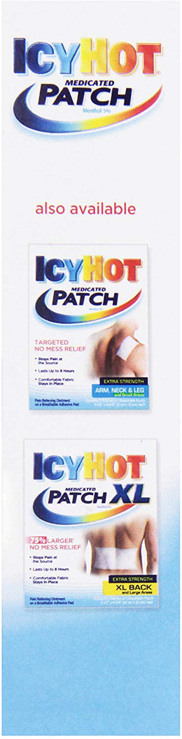Icy Hot Topical Analgesic Back Patch, 5 Count Box (1) Temporarily Relieves Minor Pain Associated With Arthritis, Simple Backache, Muscle Strains, Sprains, Bruises, And Cramps
