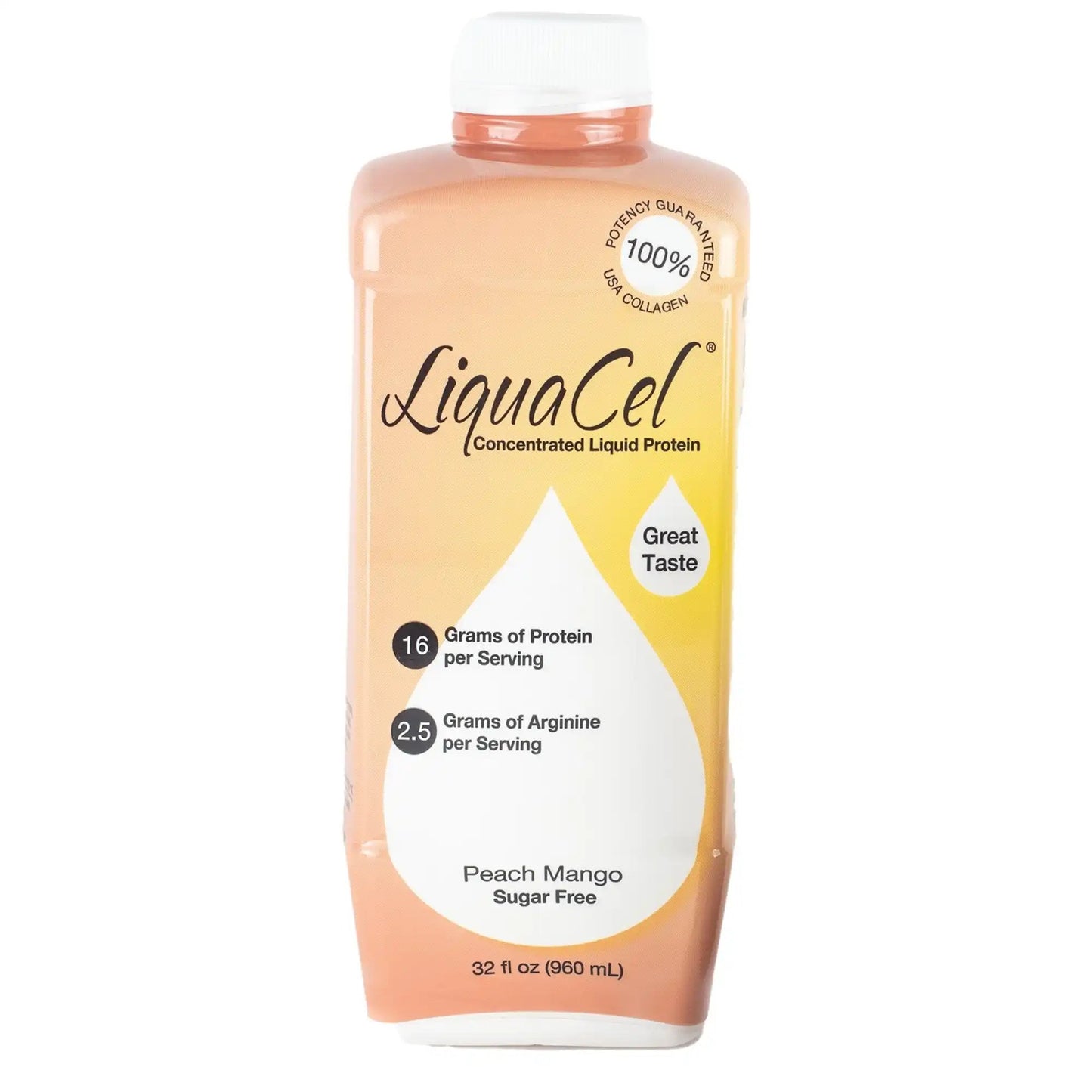LiquaCel Peach Mango Oral Protein Supplement, 32 oz. Bottle