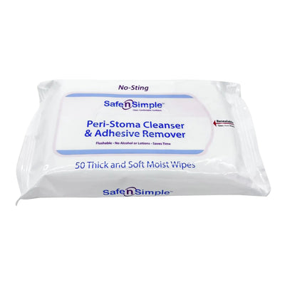 Safe n Simple Adhesive Remover, 5 x 7 Inch Wipe, 50 Wipes per Resealable Pouch