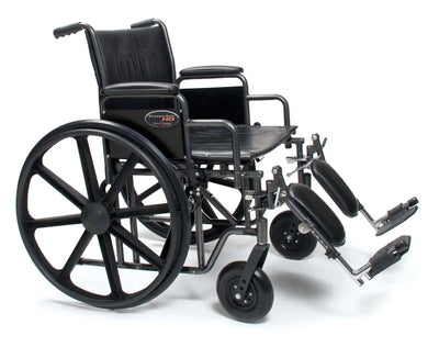 Everest & Jennings Traveler HD Heavy-Duty Wheelchair with Removable Arm, Plastic Mag Wheel, 24 in. Seat, Swing-Away Footrest, 500 lbs