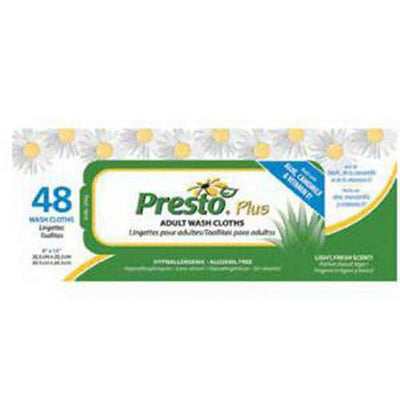 Presto Disposable Adult Washcloth, 8" x 12"-Pack of 48- KatyMedSolutions