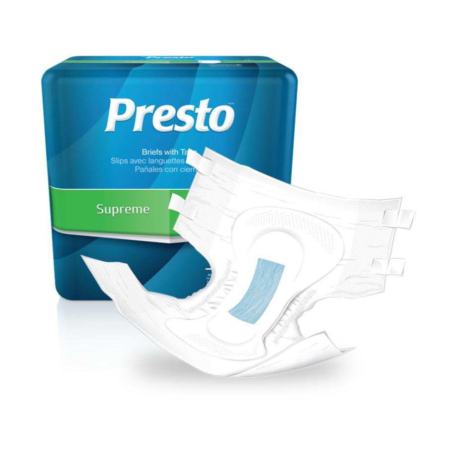 Presto Maximum Absorbency Brief, Medium (32'' to 44'' Waist) White