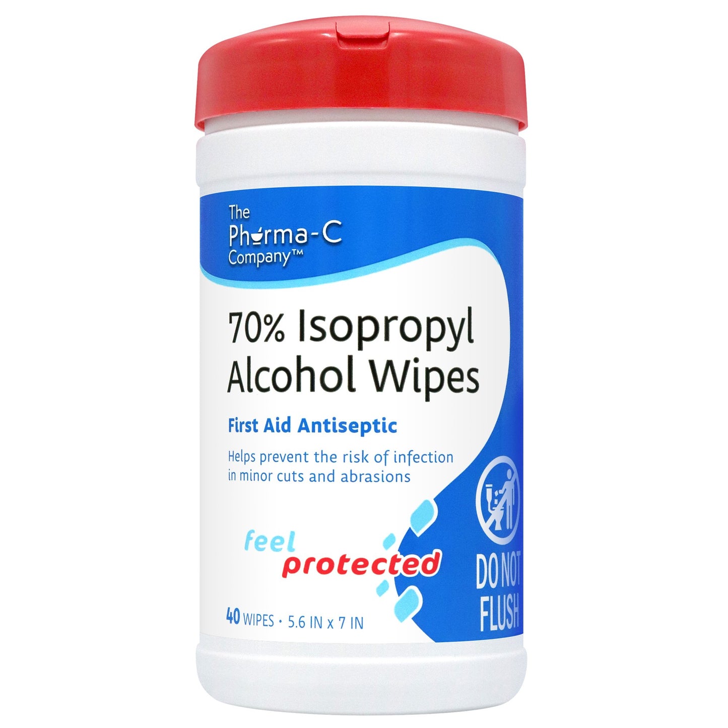 Pharma-C-Wipes Isopropyl Alcohol Antiseptic, 40 Count Canister