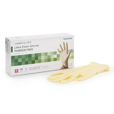 McKesson Confiderm Latex Standard Cuff Length Exam Glove, Small, Ivory