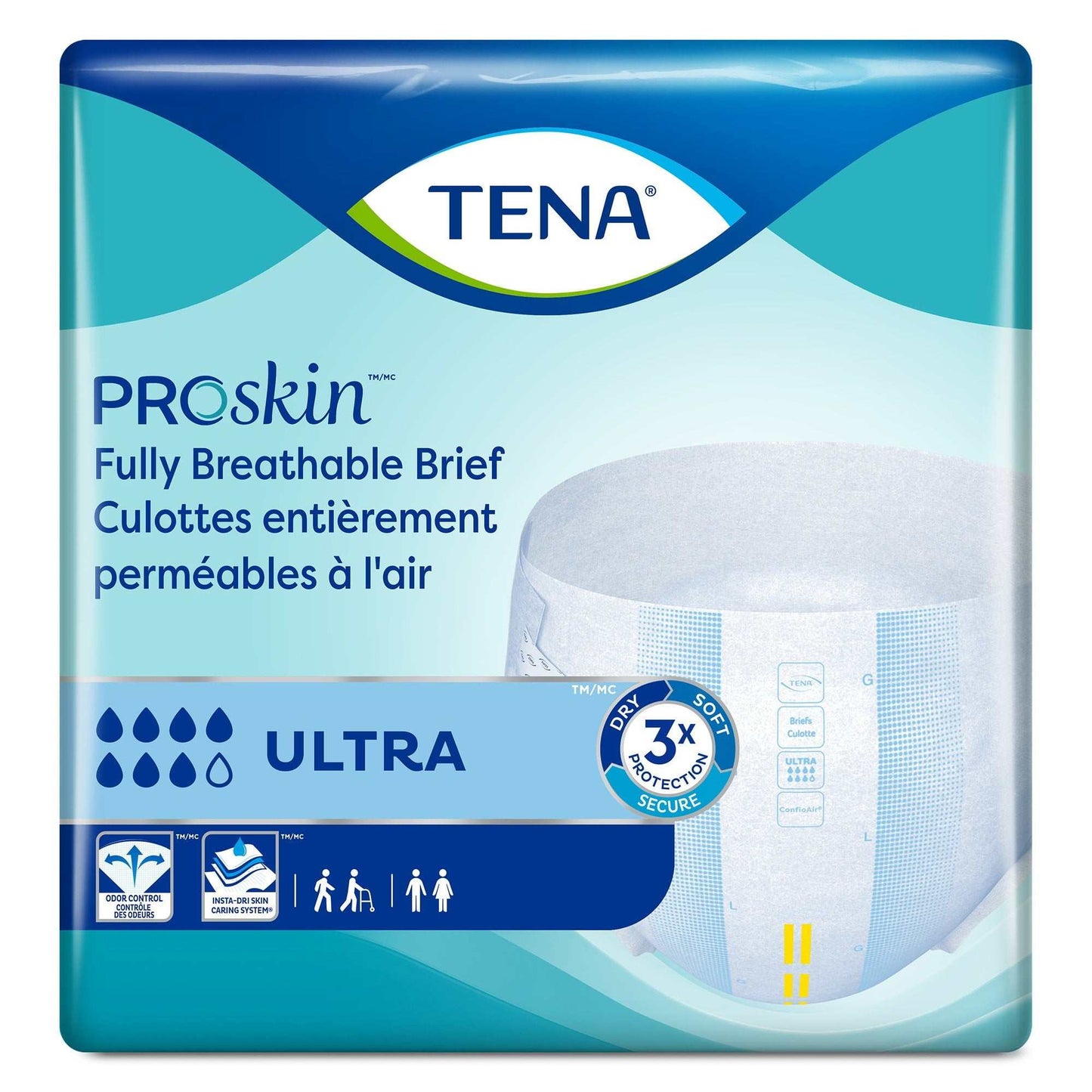 TENA Ultra Breathable Briefs, Incontinence, Disposable, Absorbent, XL, 15 Count, 1 Pack - KatyMedSolutions