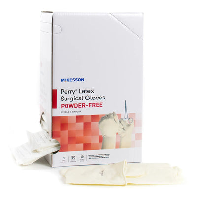 McKesson Perry Performance Plus Latex Standard Cuff Length Surgical Glove, Size 6, Cream