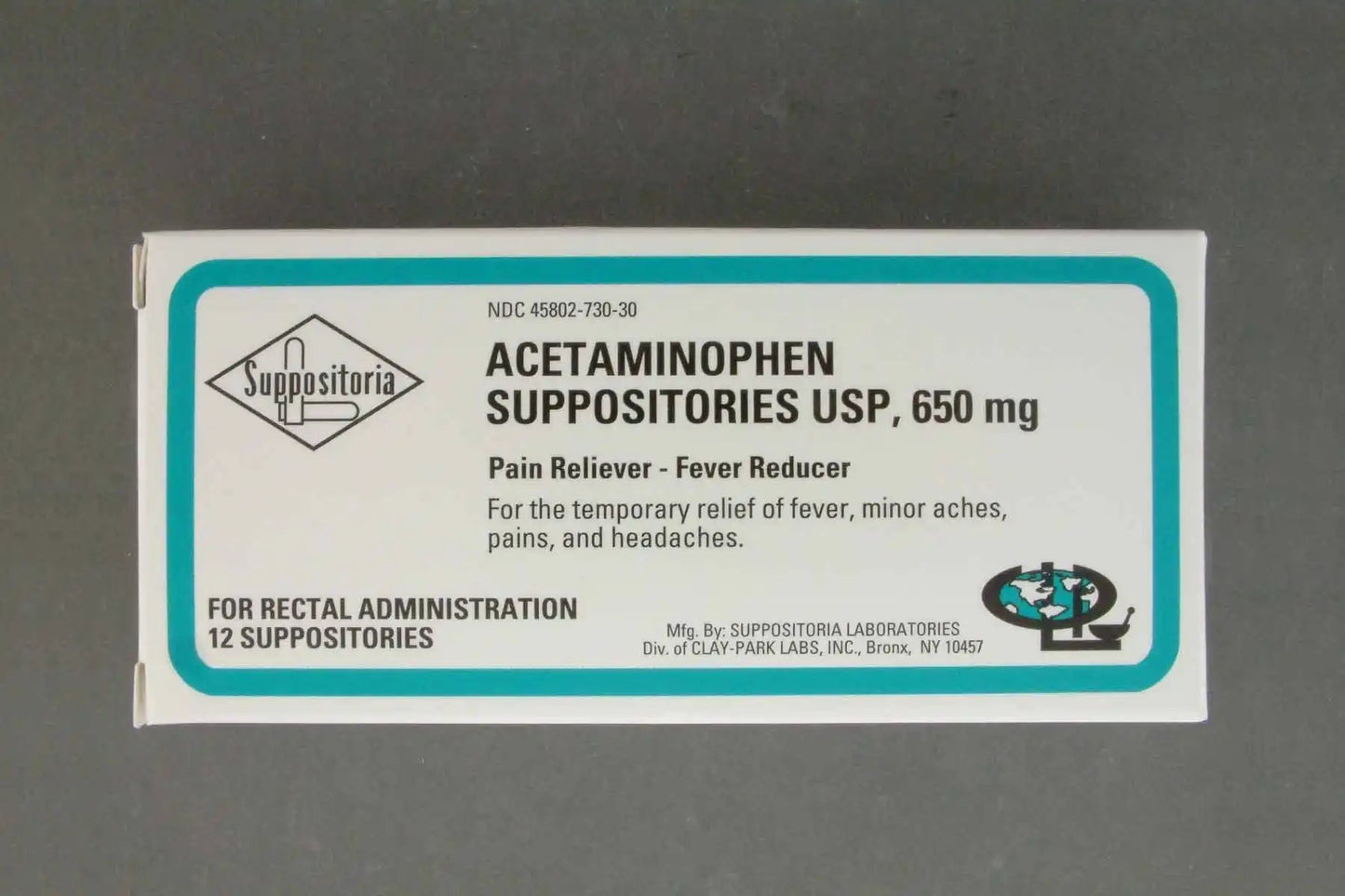 Acetaminophen Pain Relief, 12 Rectal Suppositories per Box