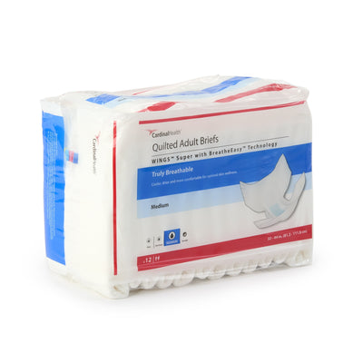 Wings Super Adult Incontinence Brief M Heavy Absorbency Quilted, 87083, Quilted Maximum, 12 Ct- KatyMedSolutions