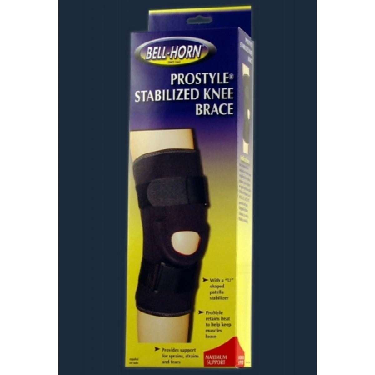 Bell-Horn ProStyle Knee Brace Stabilized, Black, 2X-Large, 20'' - 21'' Knee Circumference - KatyMedSolutions