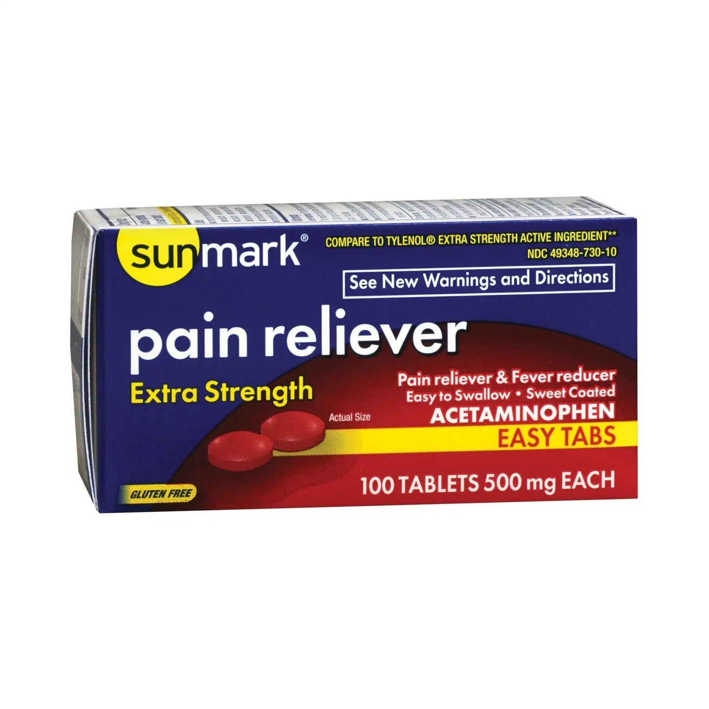 sunmark Acetaminophen Pain Relief, 100 Tablets per Bottle