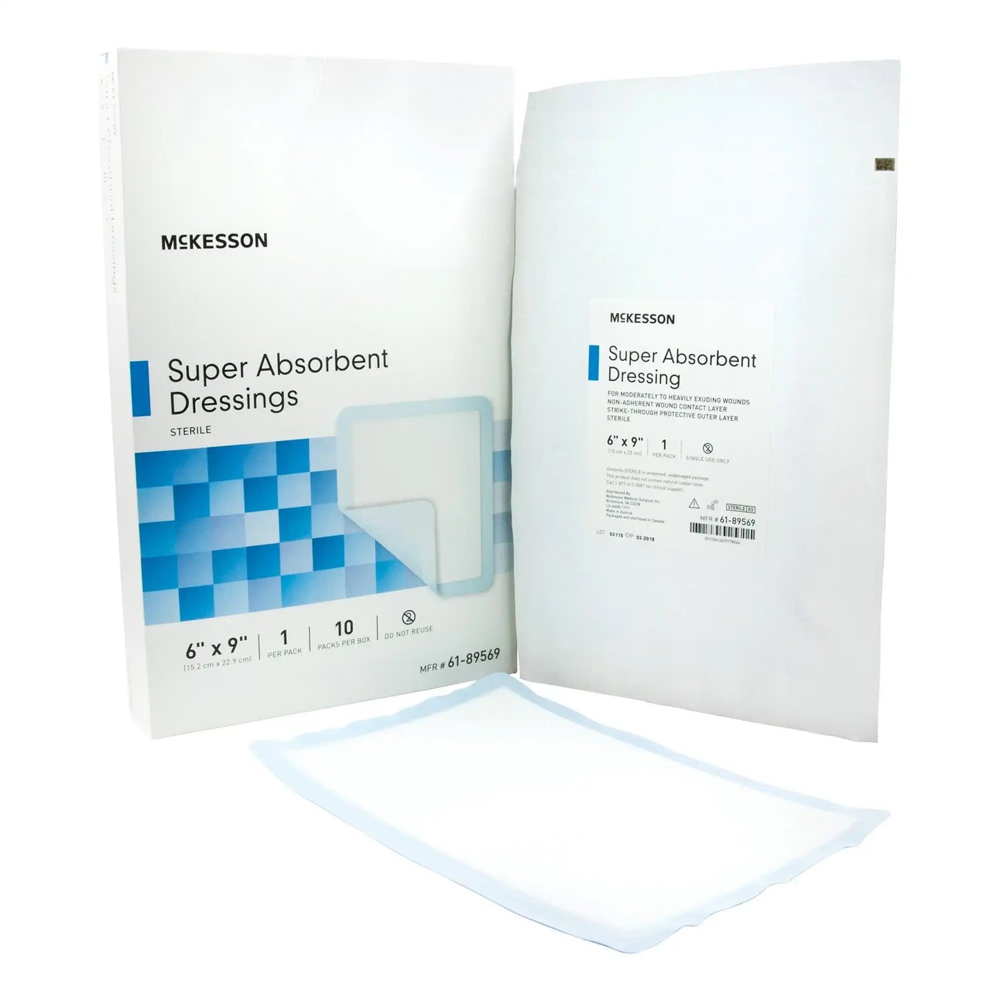McKesson Super Absorbent Polymer Dressing, 6 x 9 inch