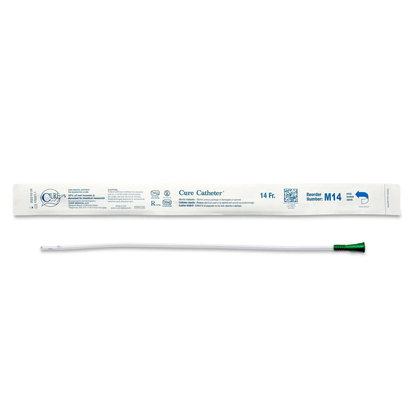 Cure Ultra Urethral Catheter, 14 Fr., Male, Straight