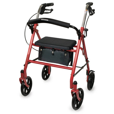 McKesson Rollator Walker with Seat and Wheels, Lightweight, Aluminum, 300 lbs Weight Capacity - Each