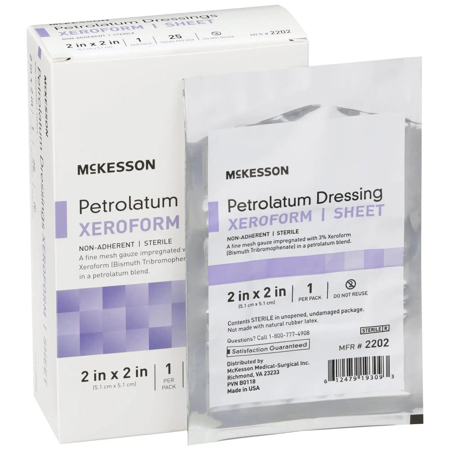 McKesson Xeroform Sterile Bismuth Tribromophenate Petrolatum Dressing, 2 x 2 Inch