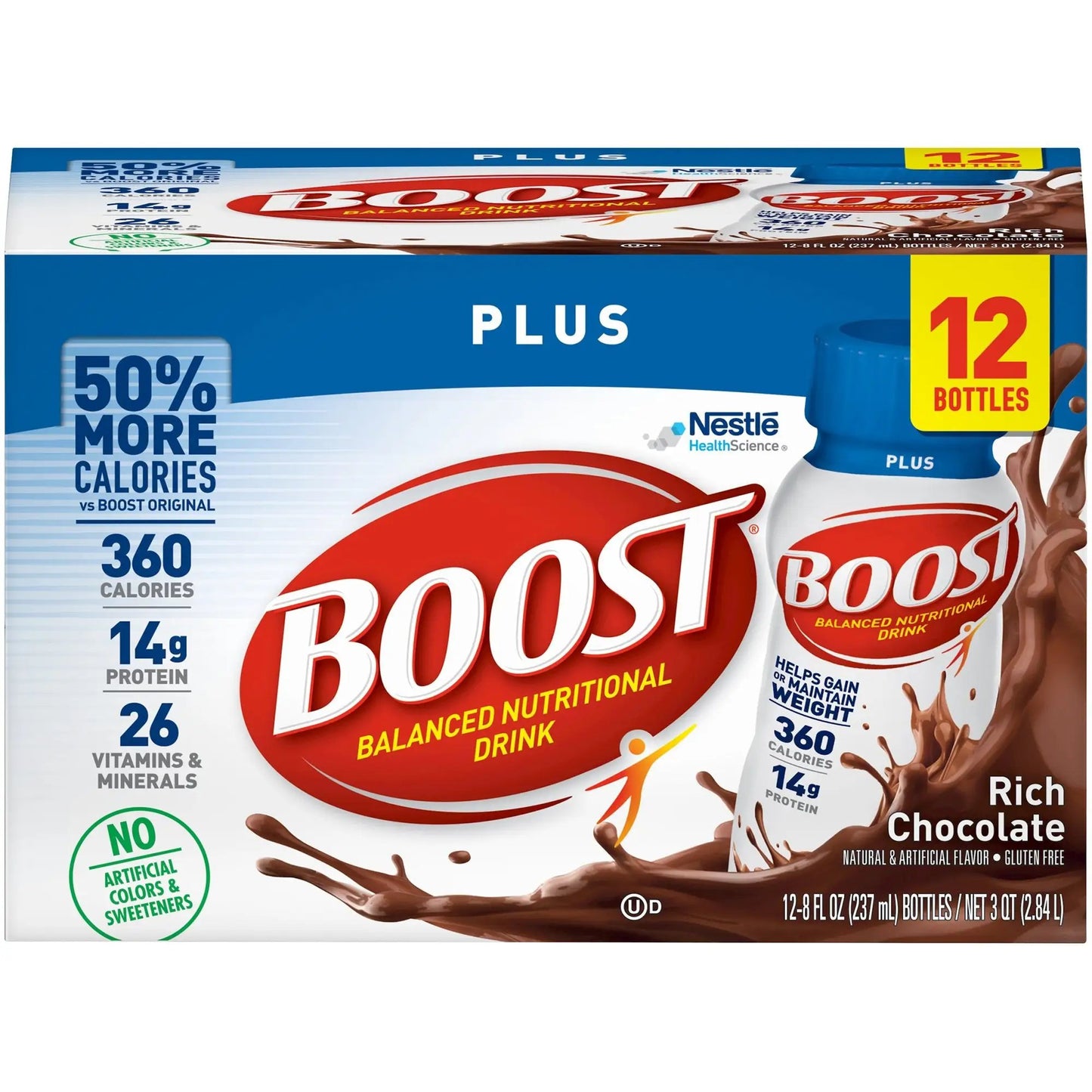 Boost Plus Chocolate Oral Supplement, 8 oz. Bottle, 12 per Pack