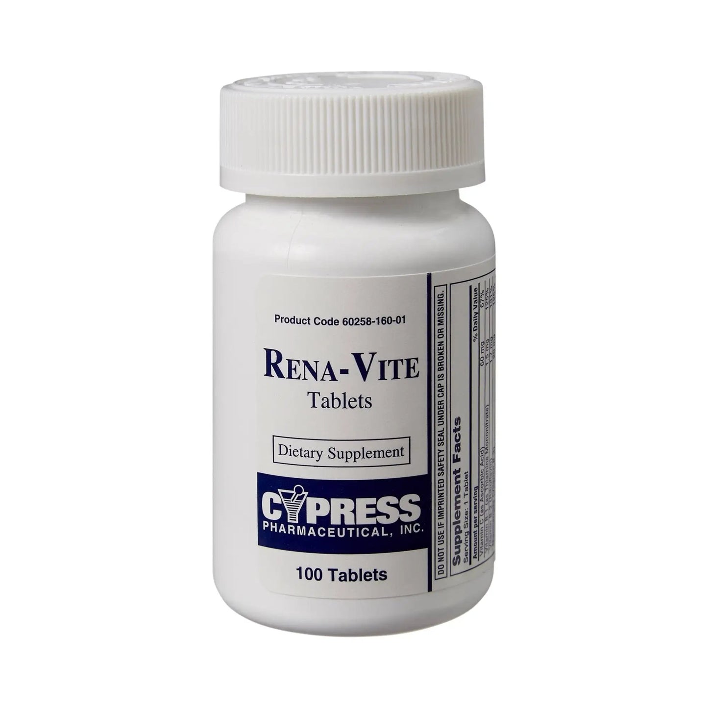Rena-Vite Multivitamin Supplement, 100 Tablets per Bottle