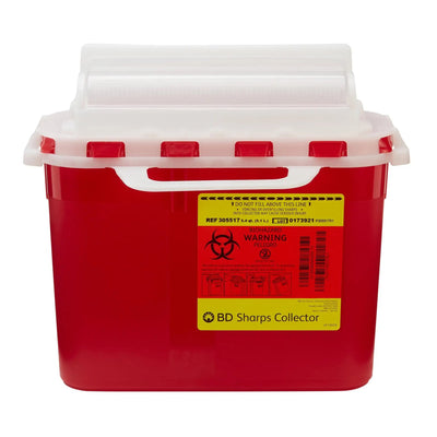 Becton Dickinson Red Pearl Sharps Container, 10¾ x 10¾ x 4 Inch, 5.4 Quart