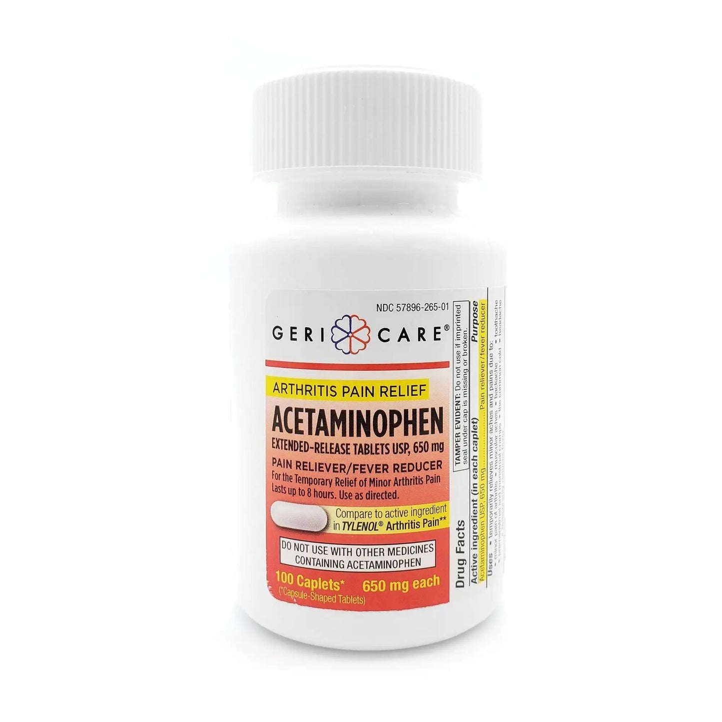 Geri-Care Acetaminophen Pain Relief, 100 Tablets per Bottle
