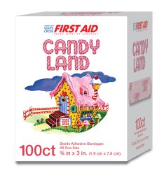 American White Cross Stat Strip Candy Land Adhesive Strip,¾ x 3 Inch