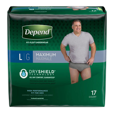 Kimberly Clark Depend Male Fit-Flex Maximum Absorbent Underwear , Gray