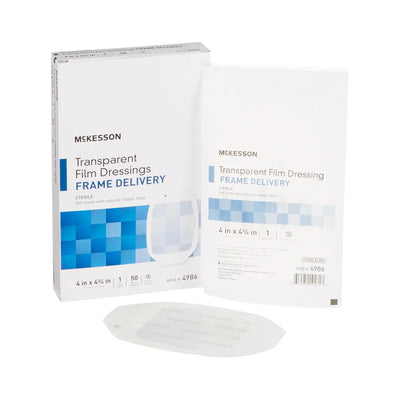 McKesson Octagonal Sterile Dressing with Frame-Style Delivery 4x4-3-4 Inch Transparent-EA