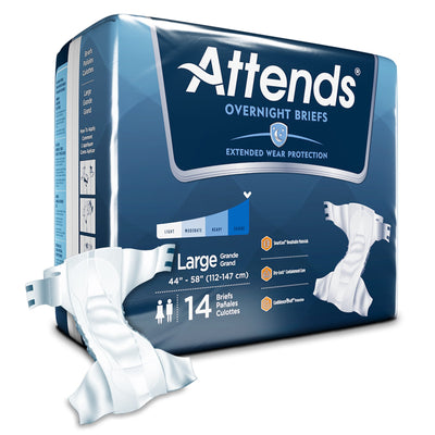 Unisex Adult Incontinence Brief Attends Overnight Large Disposable Heavy Absorbency