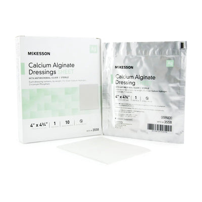 McKesson Calcium Alginate Dressing with Silver, 4 x 4¾ inch
