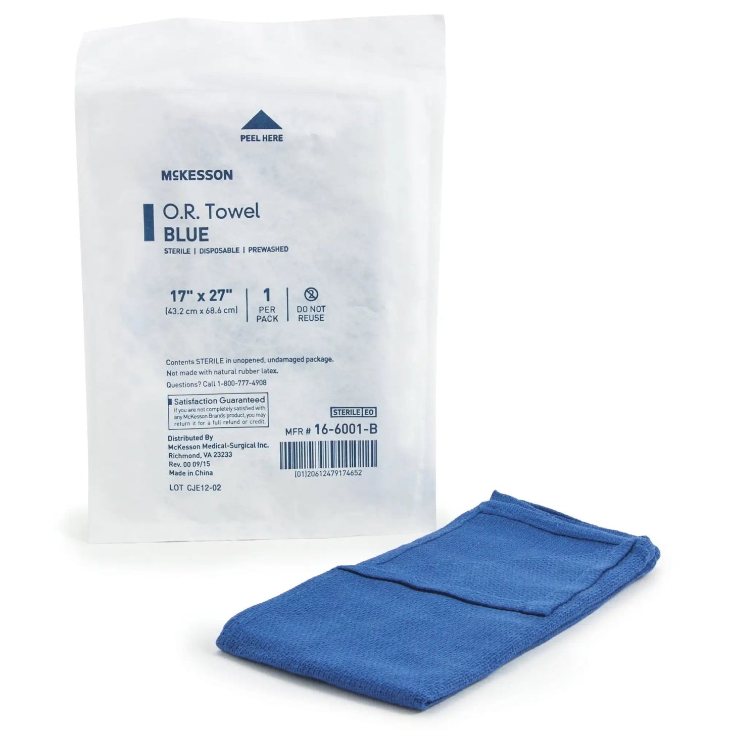 McKesson O.R. Towel 17 W X 27 L Inch Blue Sterile