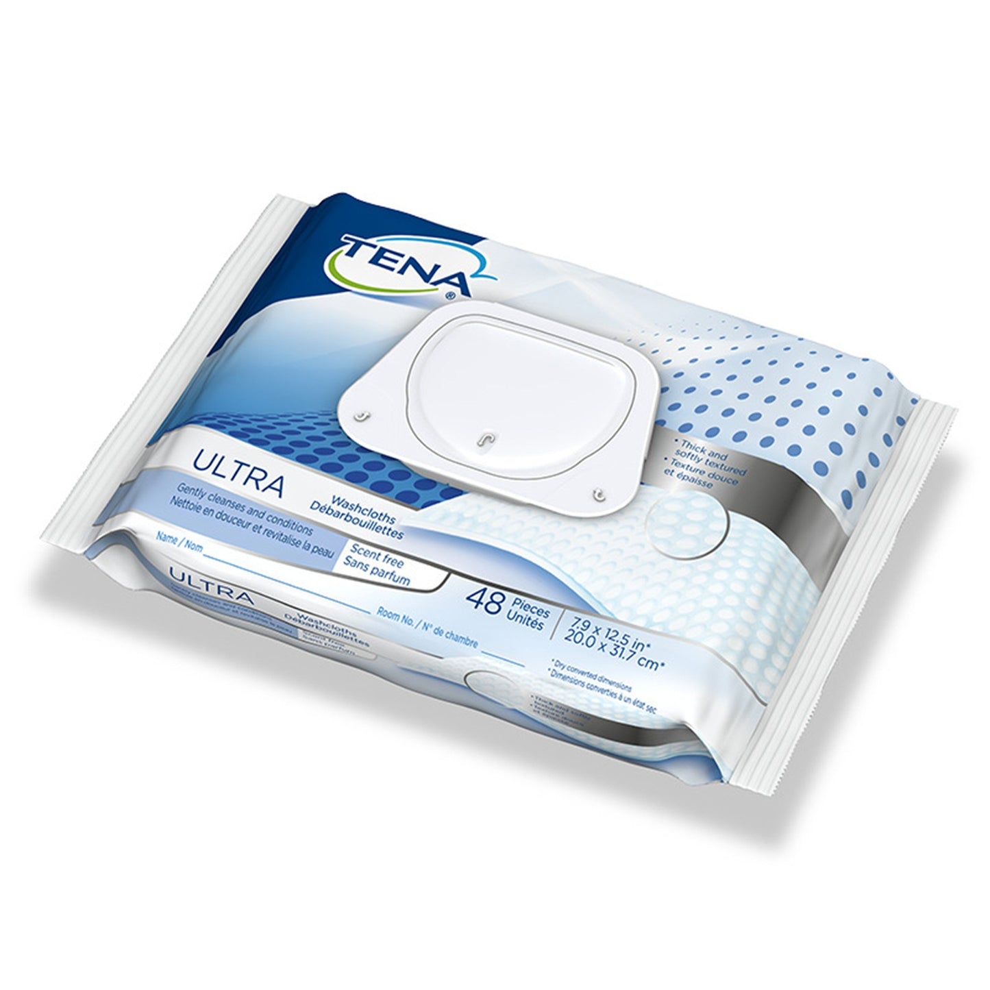 TENA Ultra Unscented Washcloth, Soft Pack