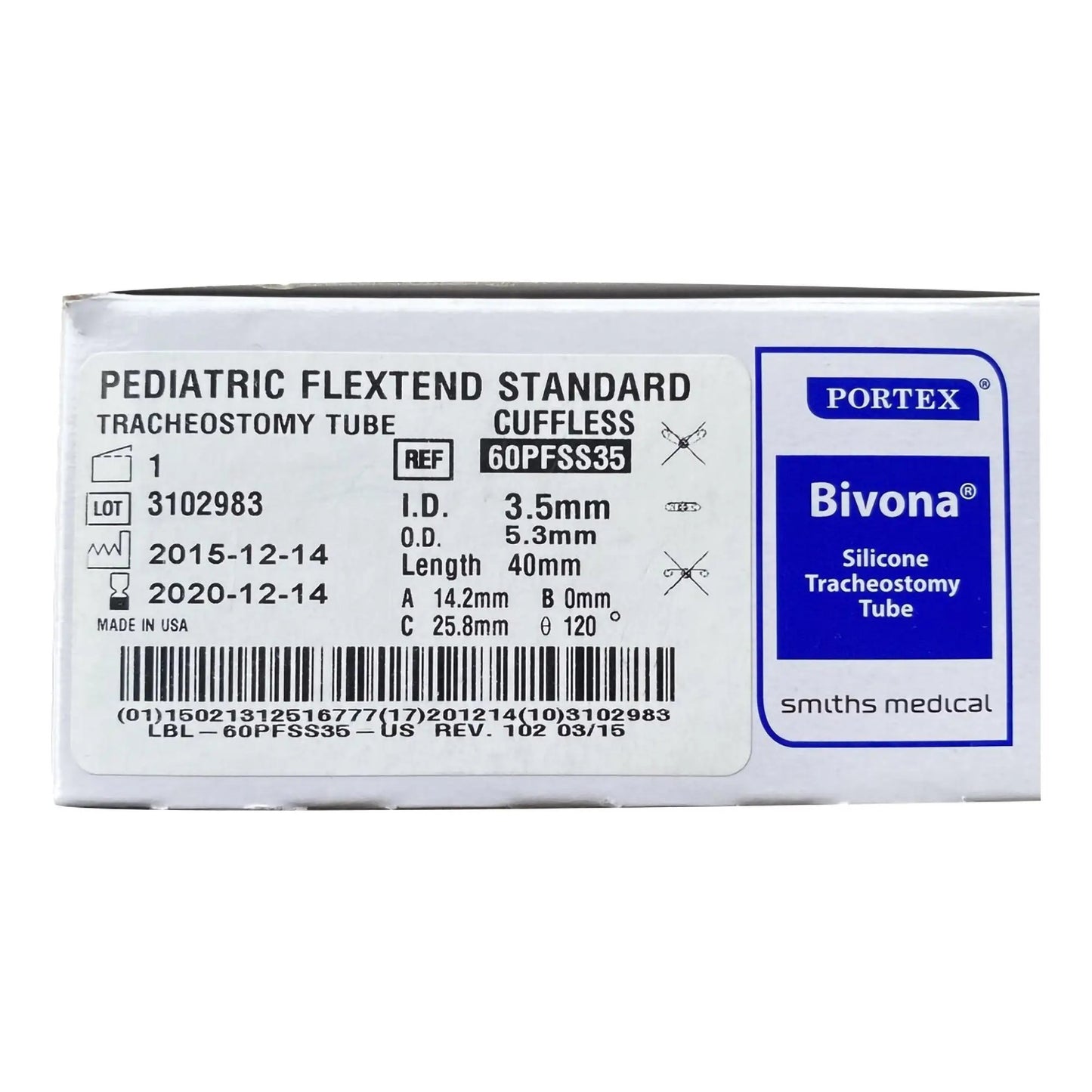 Bivona FlexTend Plus Tracheostomy Tube, Size 3.5