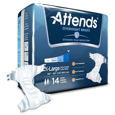 Unisex Adult Incontinence Brief Attends Overnight X-Large Disposable Heavy Absorbency