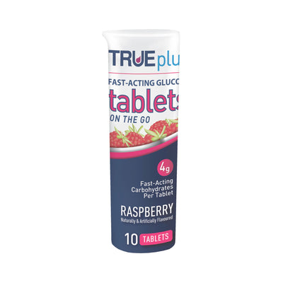 TRUEplus Raspberry Glucose Supplement, 10 Chewable Tablets per Bottle