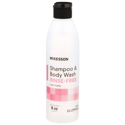 McKesson Rinse-Free Shampoo and Body Wash, Light Floral Scent, 8 oz Squeeze Bottle