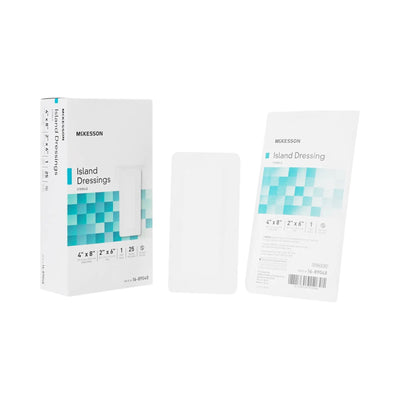McKesson Sterile Adhesive Polypropylene/Rayon Dressing, 4 x 8 Inch, White