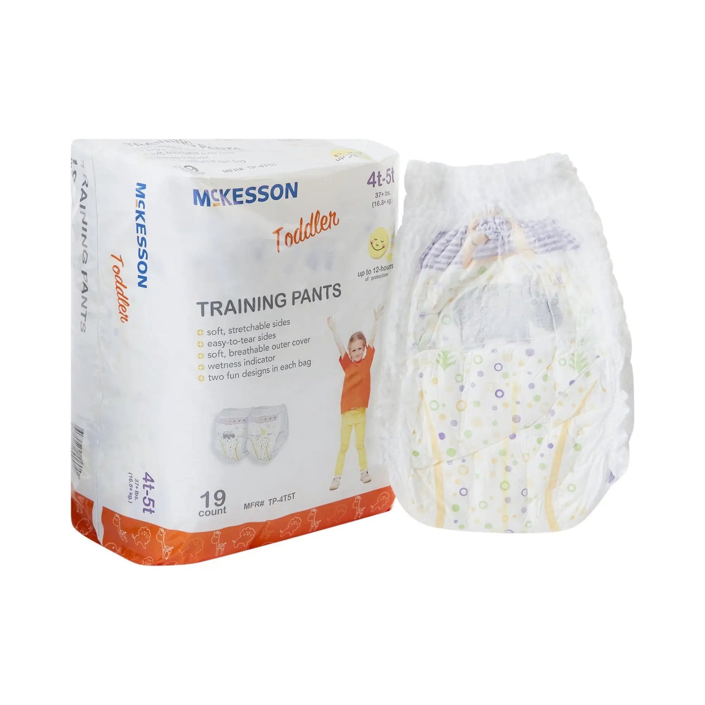 McKesson Unisex Toddler Training Pants Pull On with Tear Away Seams Disposable Heavy Absorbency