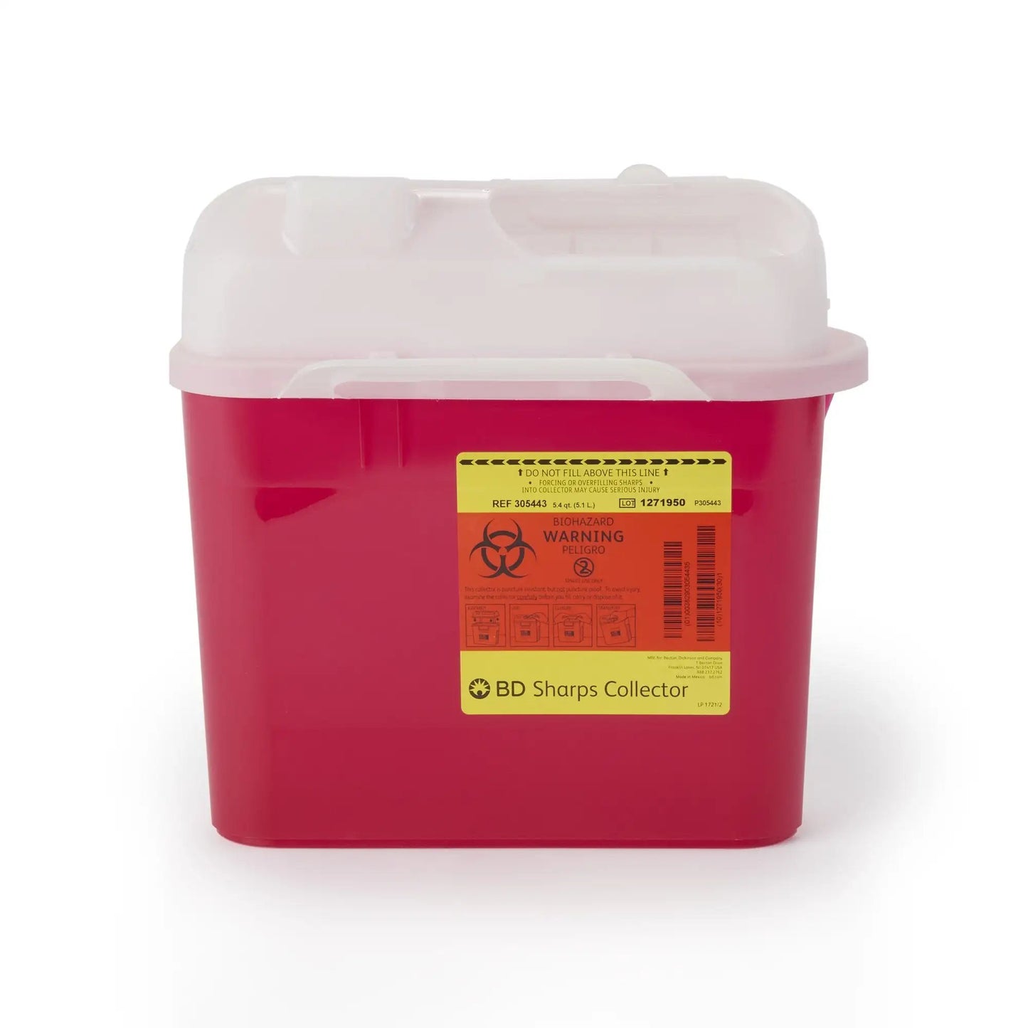 Sharps Container BD Gardian Red Base 11-7/10 H X 16-3/5 W X 4-1/2 D Inch Horizontal Entry 1.35 Gallon
