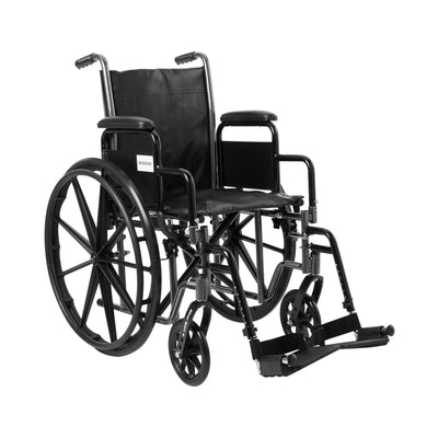 McKesson Standard Wheelchair with Padded, Removable Arm, Composite Mag Wheel, 16 in. Seat, Swing-Away Footrest, 250 lbs