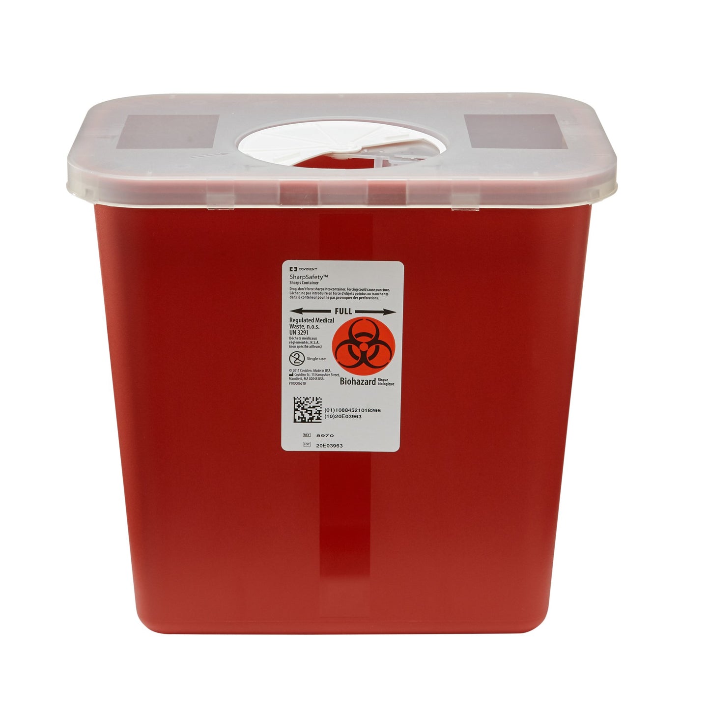 Cardinal Sharps Container SharpSafety Red Base 10 H X 10-1/2 W X 7-1/4 D Inch