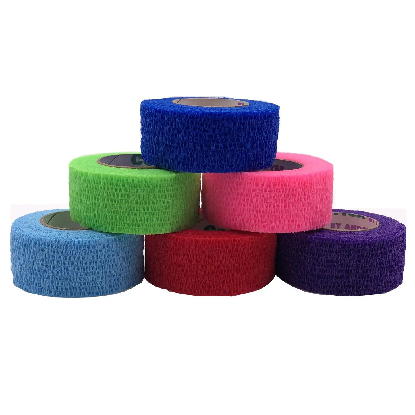 Co-Flex Cohesive Bandage, 1 Inch x 5 Yard, Neon Pink / Blue / Purple / Light Blue / Neon Green / Red