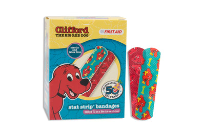 American White Cross Stat Strip Clifford the Big Red Dog Adhesive Strip,¾ x 3 Inch