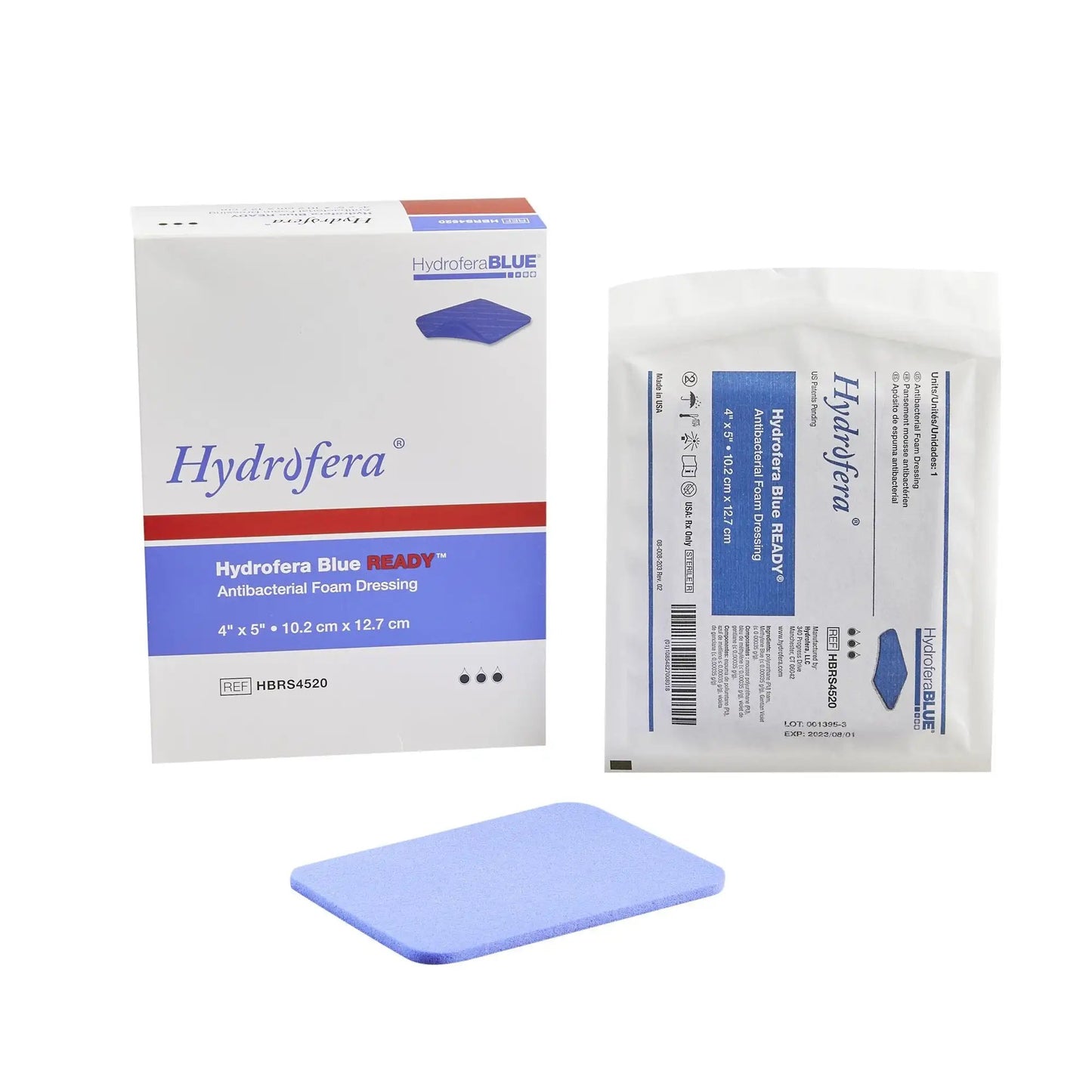 Hydrofera Blue READY Antibacterial Foam Dressing, 4 x 5 inch