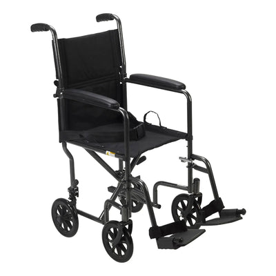 drive Lightweight Transport Chair, 17 in. Seat, Steel, 250 lbs. Capacity