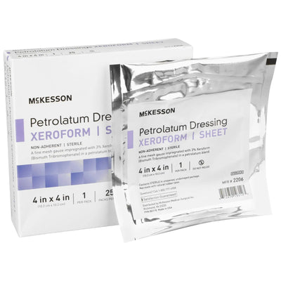 McKesson Xeroform Sterile Bismuth Tribromophenate Petrolatum Dressing, 4 x 4 Inch