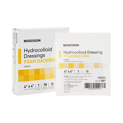 McKesson Sterile Hydrocolloid Dressing, 4 x 4 Inch, Off-White